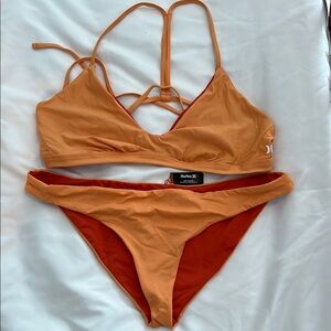 Hurley Women's Orange Reversible Bottom Bikini Set XL